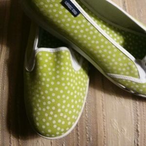 WOMENS LANDS' END CANVAS SLIP ON SNEAKERS SIZE 11M